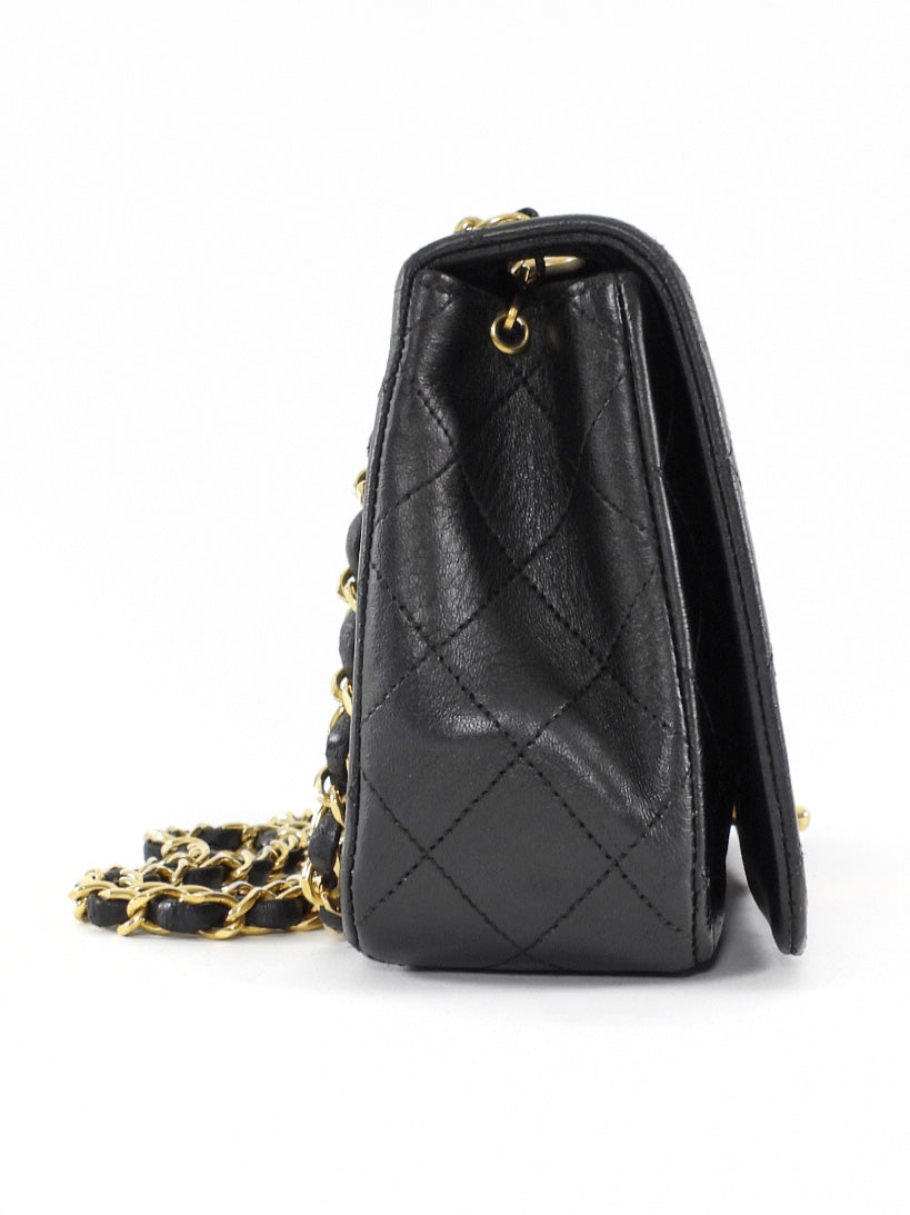 Chanel Vintage 1989 Classic Medium Black Leather Full Flap Bag