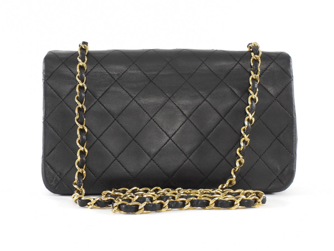 Chanel Vintage 1989 Classic Medium Black Leather Full Flap Bag