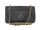 Chanel Vintage 1989 Classic Medium Black Leather Full Flap Bag