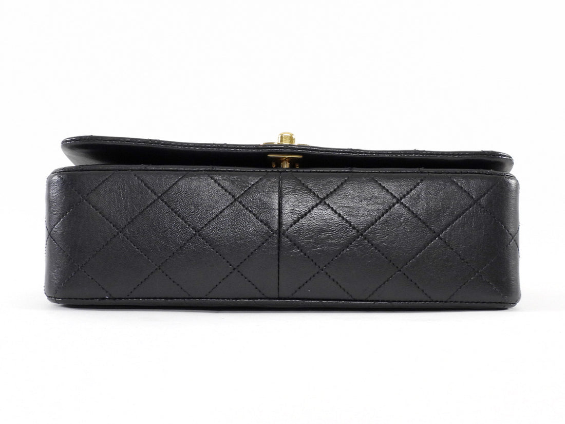 Chanel Vintage 1989 Classic Medium Black Leather Full Flap Bag