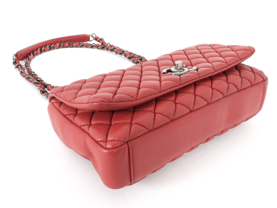 Chanel Cherry Pink Bubble Quilted Leather CC Medium Flap Bag Ruthenium HW