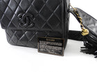 Chanel Vintage 1994 Black Lambskin Quilted CC Pocket Tassel Camera Bag