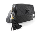 Chanel Vintage 1994 Black Lambskin Quilted CC Pocket Tassel Camera Bag