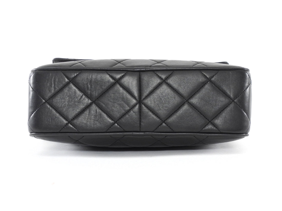 Chanel Vintage 1994 Black Lambskin Quilted CC Pocket Tassel Camera Bag