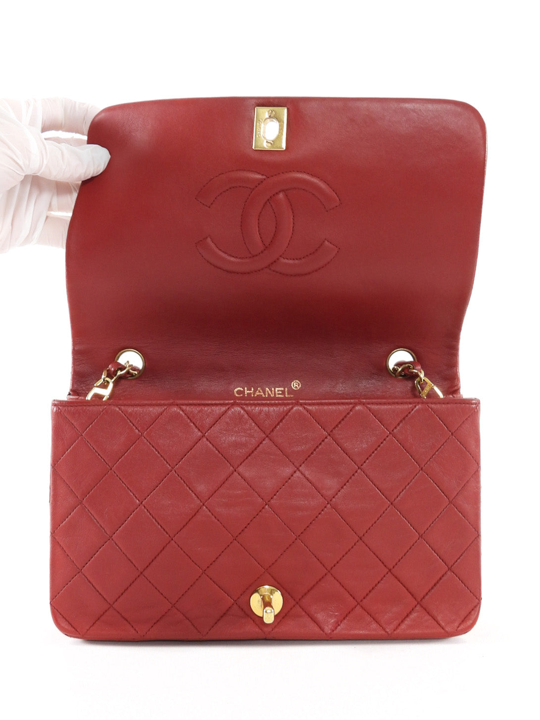 Chanel Vintage 1989 Red Quilted Leather Medium Full Flap Bag