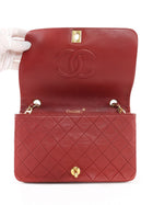 Chanel Vintage 1989 Red Quilted Leather Medium Full Flap Bag
