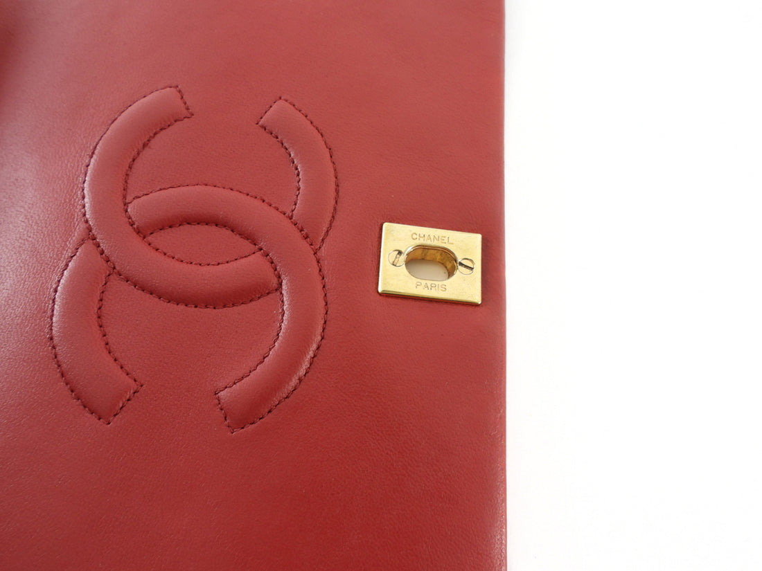 Chanel Vintage 1989 Red Quilted Leather Medium Full Flap Bag