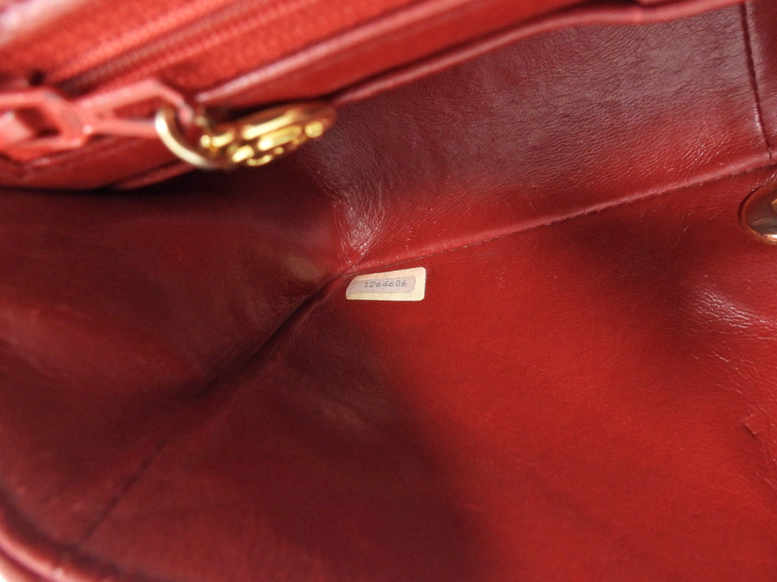 Chanel Vintage 1989 Red Quilted Leather Medium Full Flap Bag