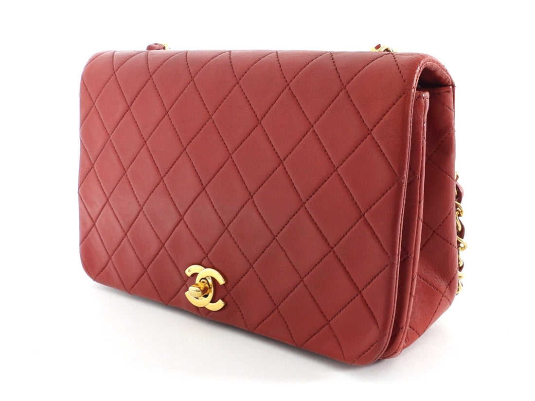 Chanel Vintage 1989 Red Quilted Leather Medium Full Flap Bag