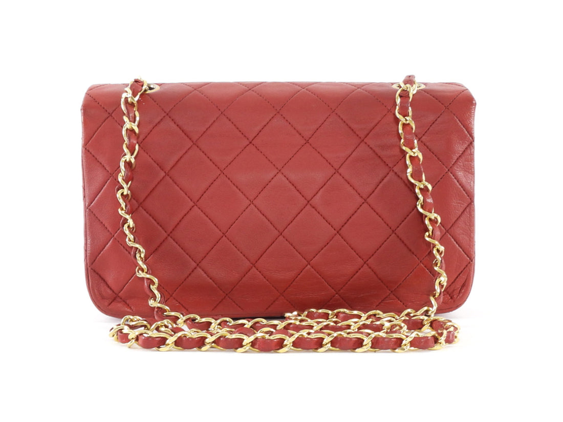 Chanel Vintage 1989 Red Quilted Leather Medium Full Flap Bag