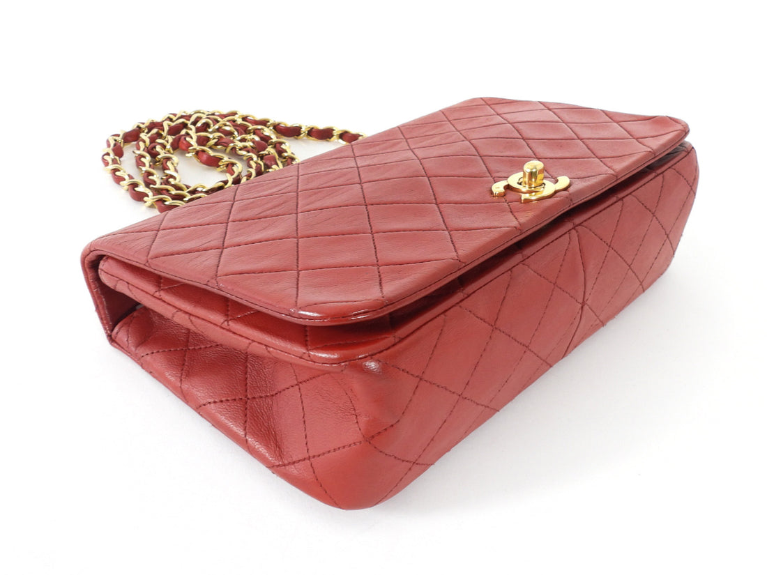 Chanel Vintage 1989 Red Quilted Leather Medium Full Flap Bag