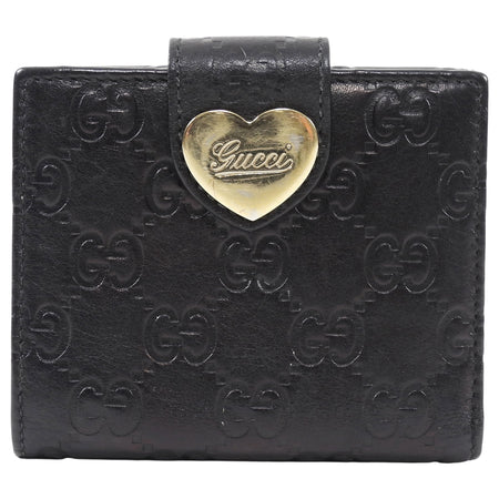 Gucci Black Monogram Empreinte Heart Compact Wallet