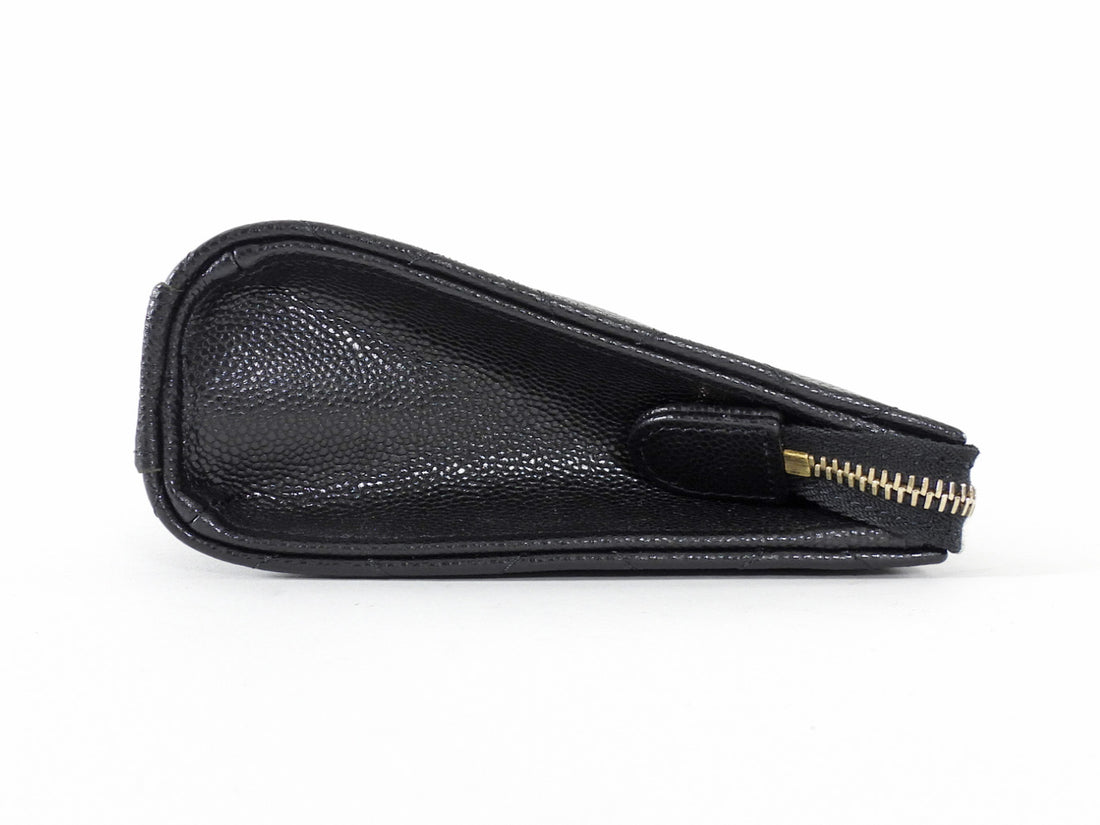 Chanel Black Caviar Quilted Leather Timeless Clutch Bag