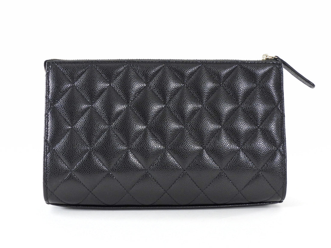 Chanel Black Caviar Quilted Leather Timeless Clutch Bag