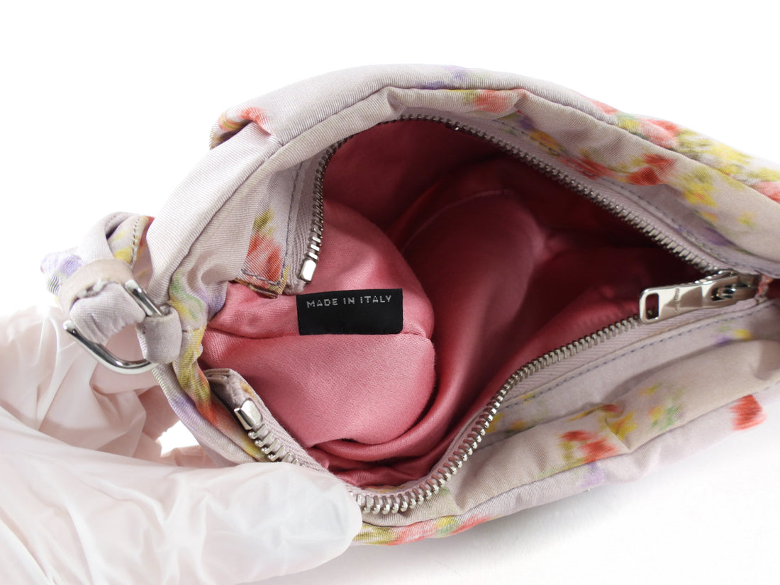 Miu Miu Pink Floral Nylon Wristlet Pouch Bag