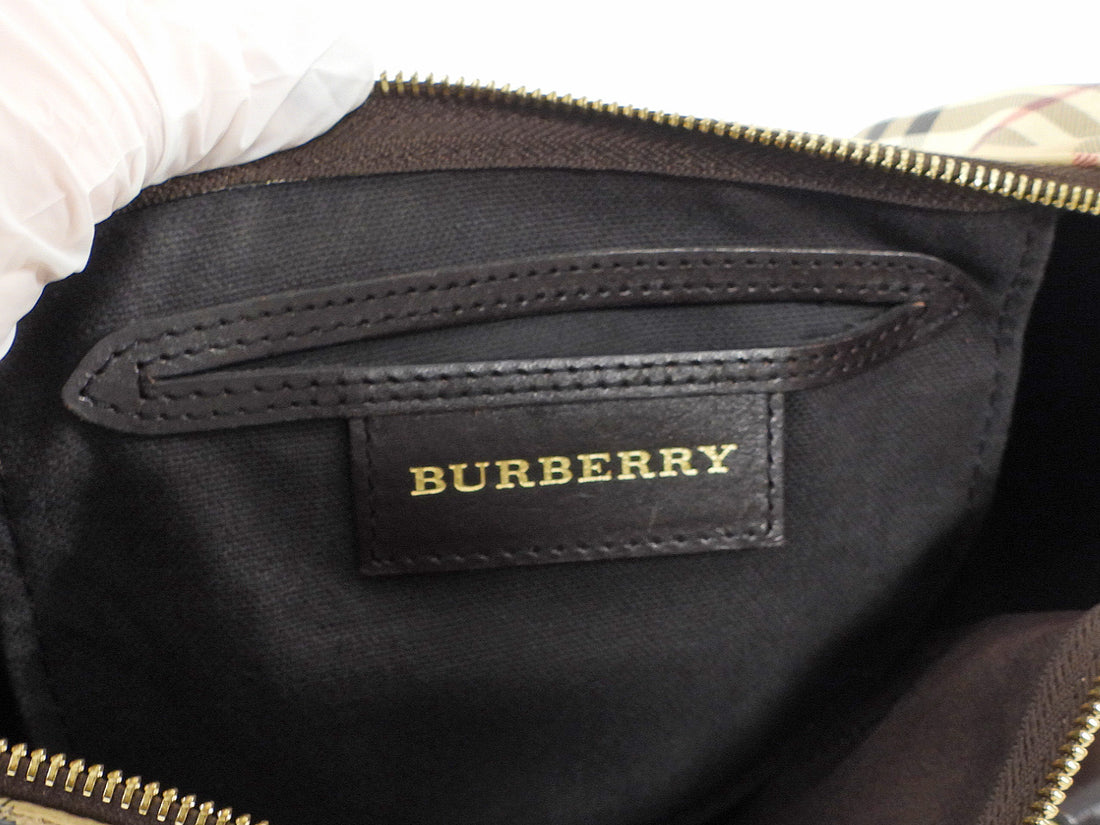 Burberry Beige Haymarket Check Coated Canvas Bowling Bag