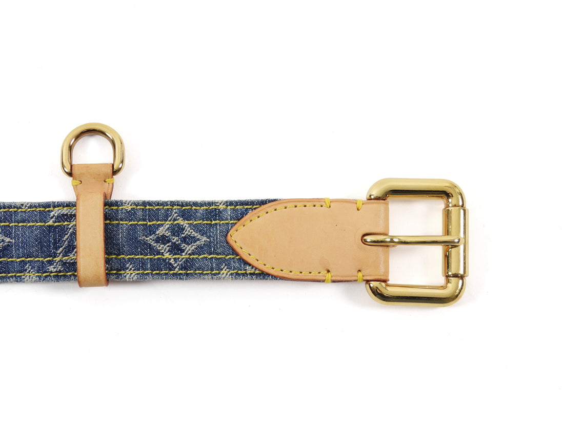Louis Vuitton Blue Vintage 2006 Denim LV Monogram Belt - 90 / 36