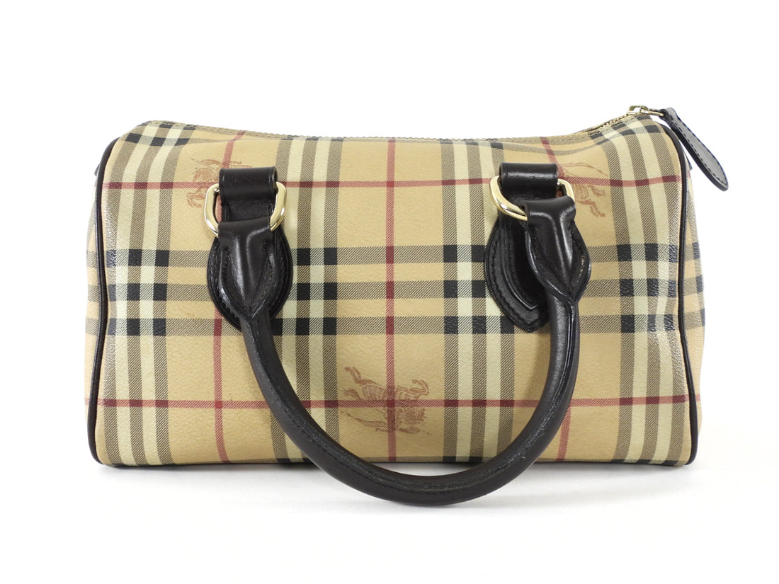 Burberry Beige Haymarket Check Coated Canvas Bowling Bag