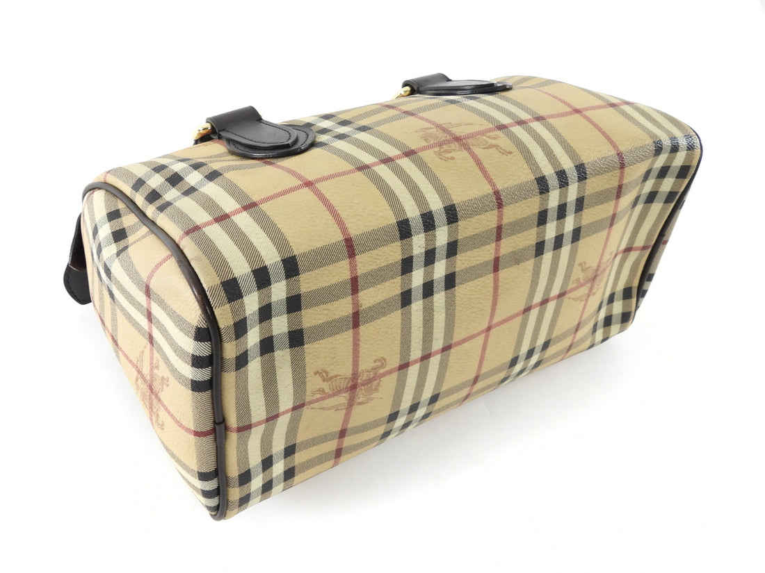 Burberry Beige Haymarket Check Coated Canvas Bowling Bag