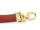 Ferragamo Red Black Reversible Leather Goldtone Gancini Buckle Belt -  100