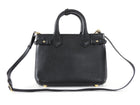Burberry Black Grained Leather and Check Canvas Small Banner Two Way Bag