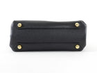 Burberry Black Grained Leather and Check Canvas Small Banner Two Way Bag