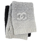 Chanel Grey Black Cashmere Blend Fingerless CC Ombre Gloves