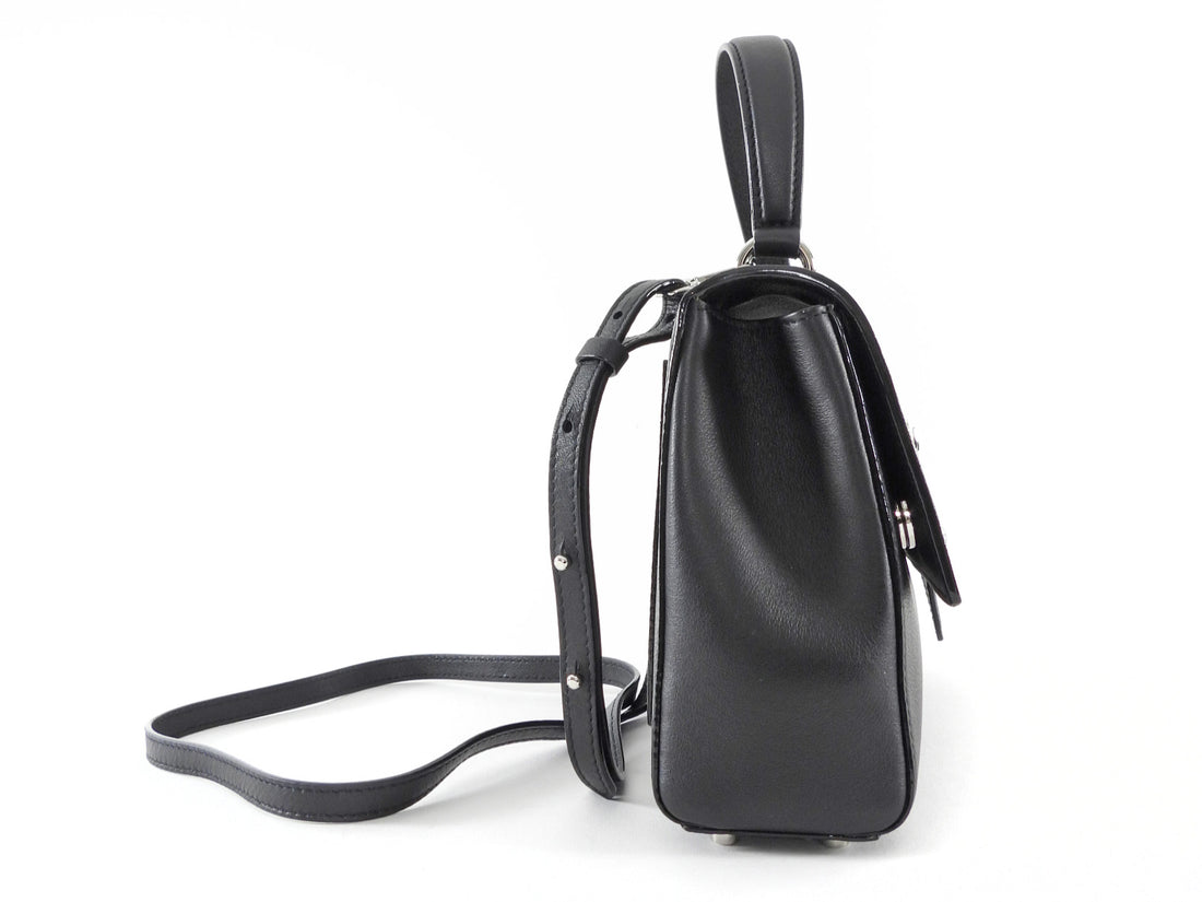 Jimmy Choo Cheri Jeweled Buckle Black Leather Small Top Handle Bag