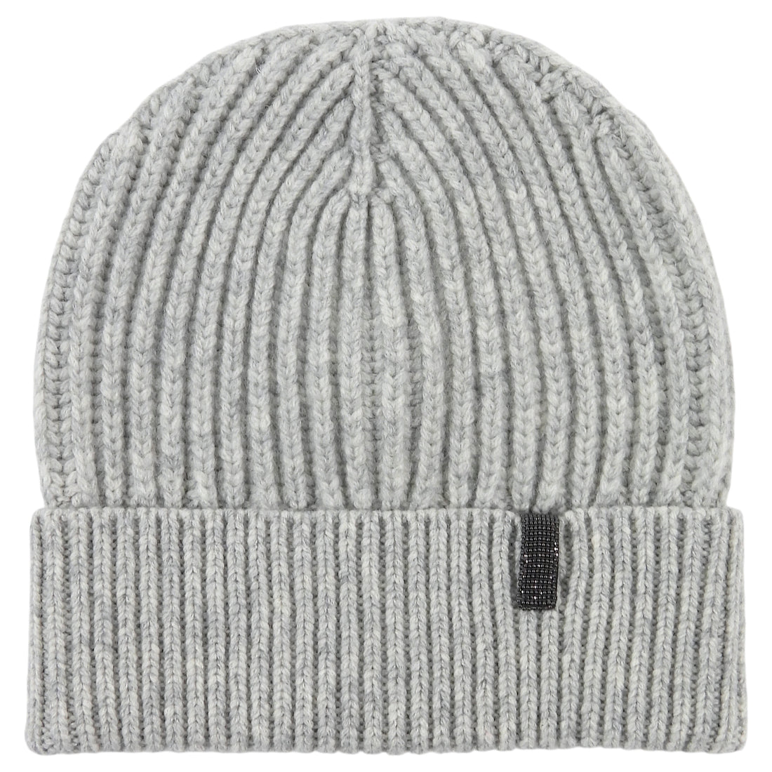 Brunello Cucinelli Light Grey Cashmere Rib Monili Detail Toque Hat