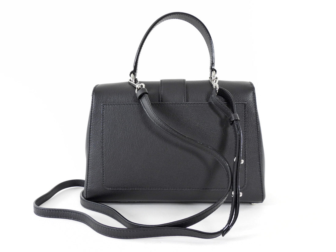 Jimmy Choo Cheri Jeweled Buckle Black Leather Small Top Handle Bag