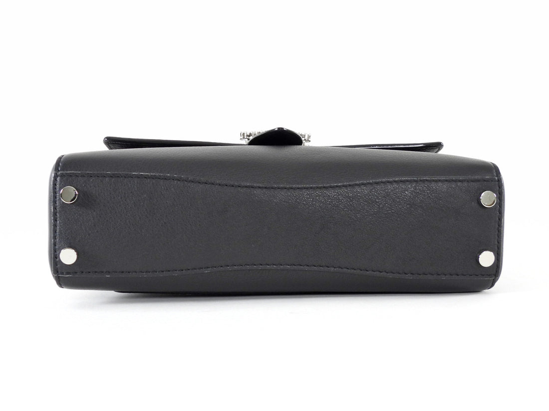 Jimmy Choo Cheri Jeweled Buckle Black Leather Small Top Handle Bag