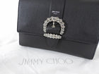 Jimmy Choo Cheri Jeweled Buckle Black Leather Small Top Handle Bag