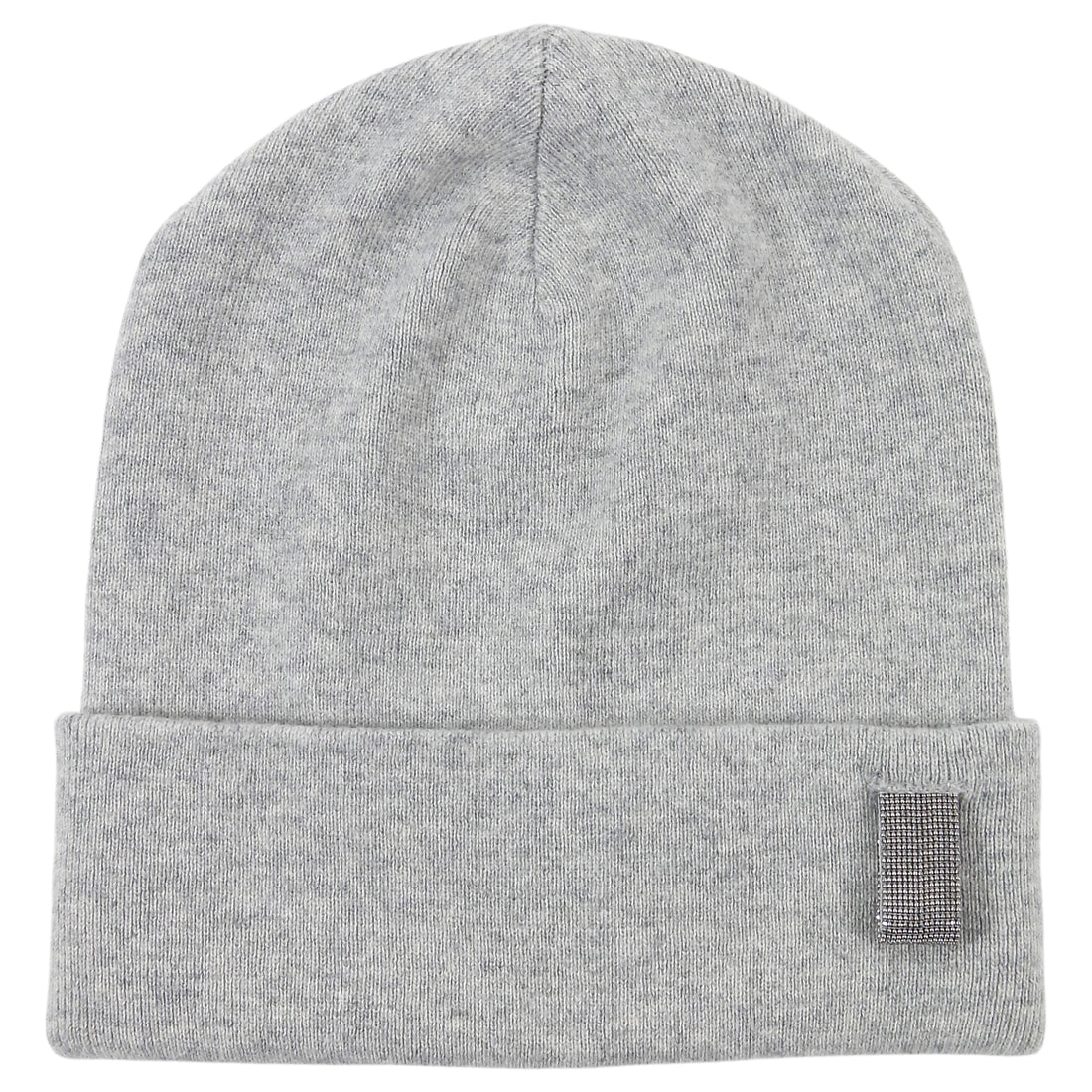 Brunello Cucinelli Light Grey Cashmere Stretch Knit Silver Monili Detail Toque Hat