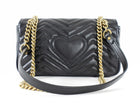 Gucci Black GHW Chevron Quilted Leather GG Marmont Chain Bag