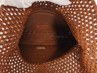 Loewe x Paula's Ibiza Ola Brown Gold Crochet Raffia Medium Chain Shoulder Bag