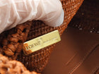 Loewe x Paula's Ibiza Ola Brown Gold Crochet Raffia Medium Chain Shoulder Bag