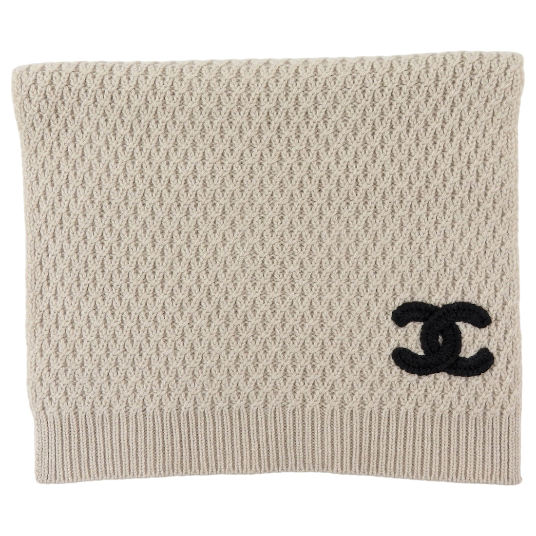 Chanel Oatmeal Beige Cashmere CC Logo Stole Scarf