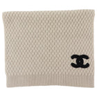 Chanel Oatmeal Beige Cashmere CC Logo Stole Scarf