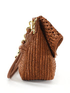 Loewe x Paula's Ibiza Ola Brown Gold Crochet Raffia Medium Chain Shoulder Bag
