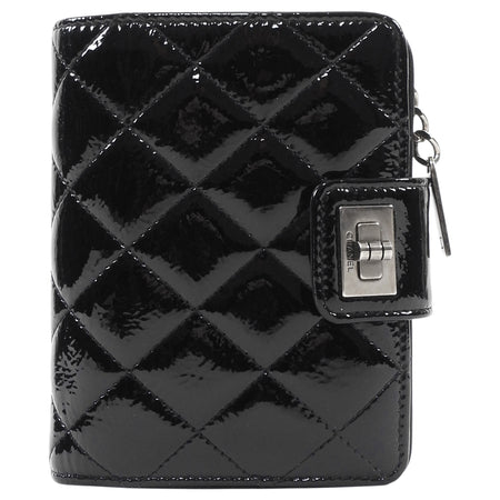 Chanel Black Patent Leather Quilted Reissue Compact Wallet