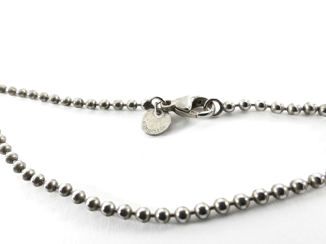 Tiffany and Co. Sterling Silver Bead Chain Dog Tag Necklace