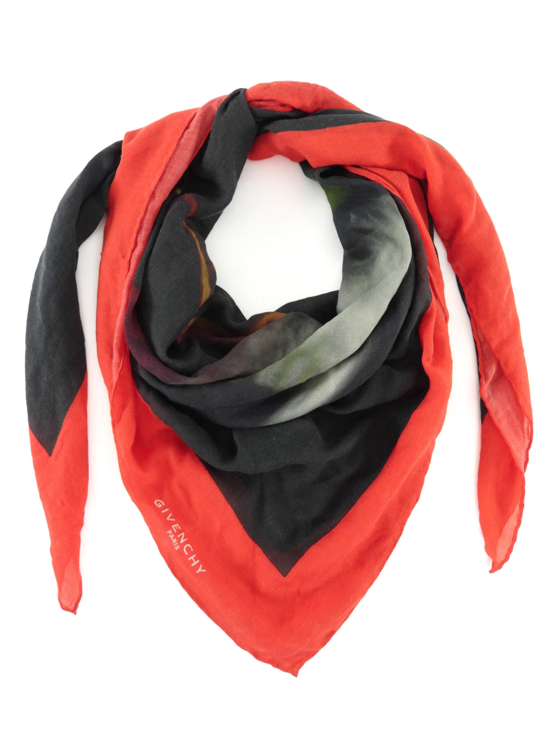 Givenchy Red and Black Skull Print Cotton Scarf
