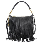 Saint Laurent Black Fringed Leather Emmanuel Hobo Shoulder Bag
