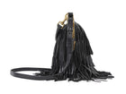 Saint Laurent Black Fringed Leather Emmanuel Hobo Shoulder Bag