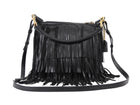 Saint Laurent Black Fringed Leather Emmanuel Hobo Shoulder Bag