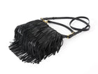 Saint Laurent Black Fringed Leather Emmanuel Hobo Shoulder Bag