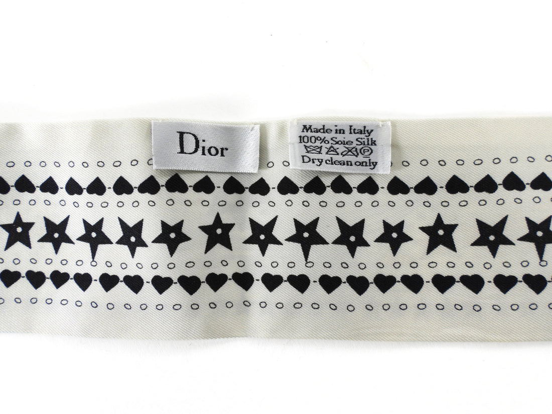 Dior White Pink La Papesse Tarot Mitzah Silk Twilly Scarf