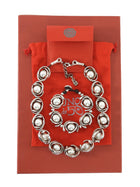 Uno de 50 Silver Double Moon Pearl Silver Plated Necklace Bracelet Set