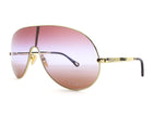 Chloe Brown Gold Goltone Wire Frame Aly Shield Aviator Sunglasses