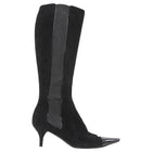 Chanel Black Vintage 2000's Cap Toe Pointed Suede Knee Boots - 36